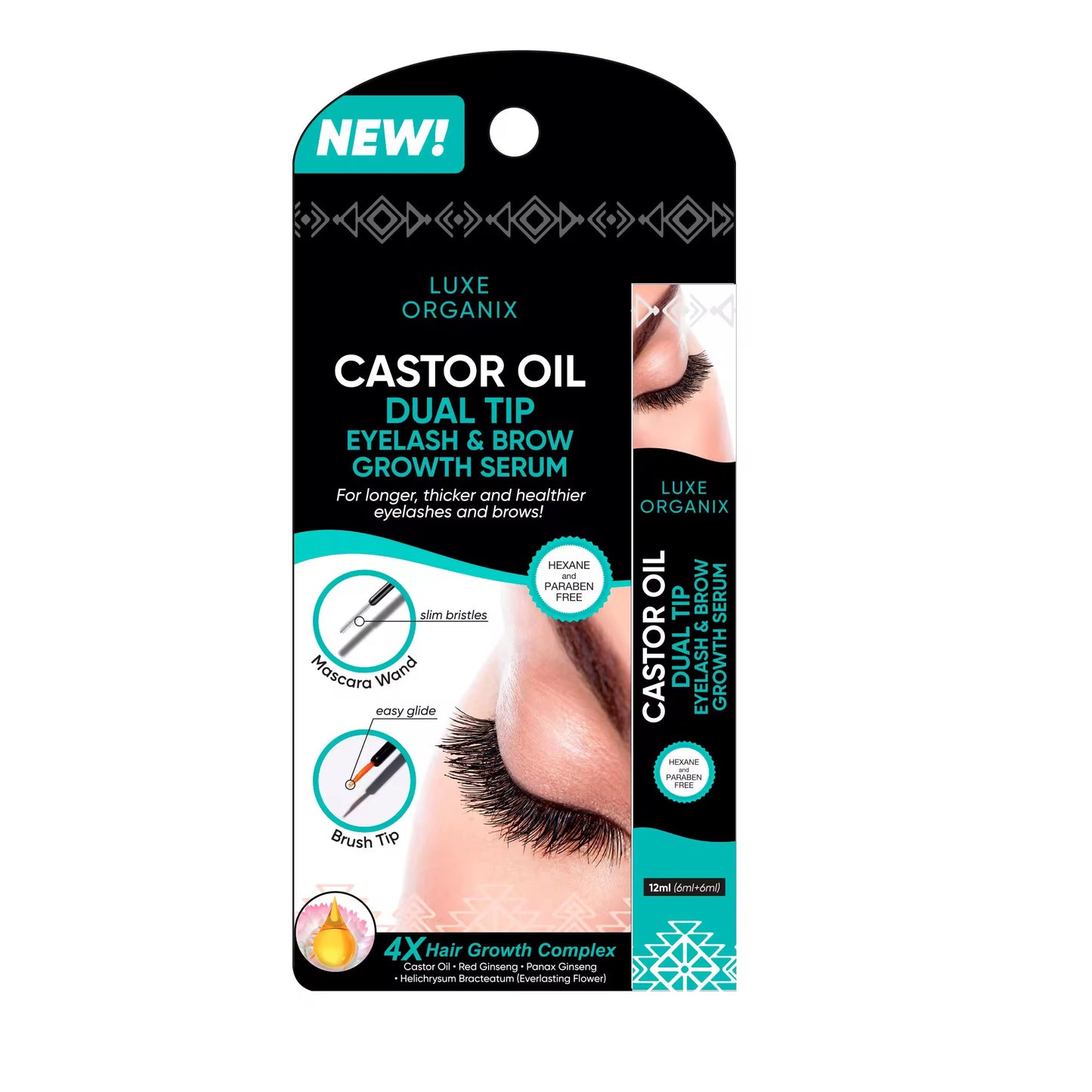 LUXE Organix Castor Oil Dual Tip Eyelash & Brow Growth Serum 12ml