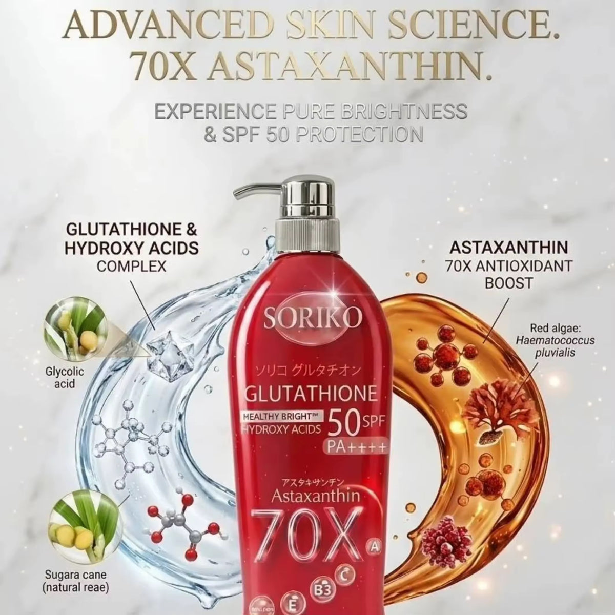 Soriko Glutathione 70x Body Lotion SPF50 PA++++ 500ml