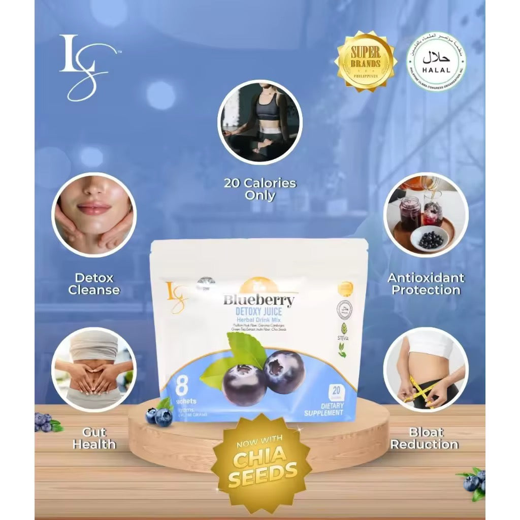 Luxe Slim Blueberry Detoxy Juice Herbal Drink (8 sanchets)