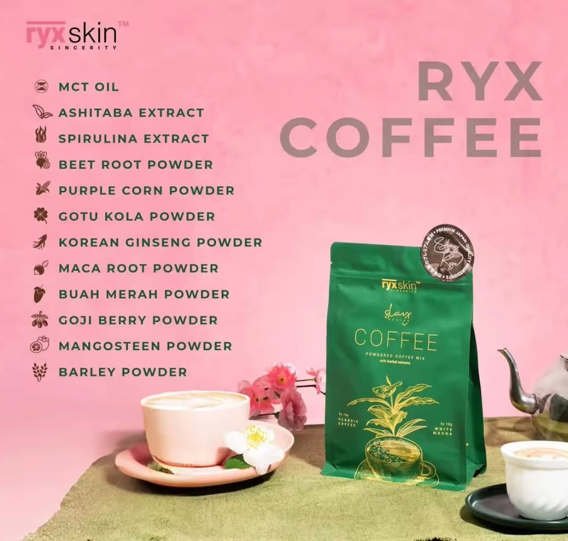 Ryx Skin Coffee Powdered Mix with Herbal Extracts