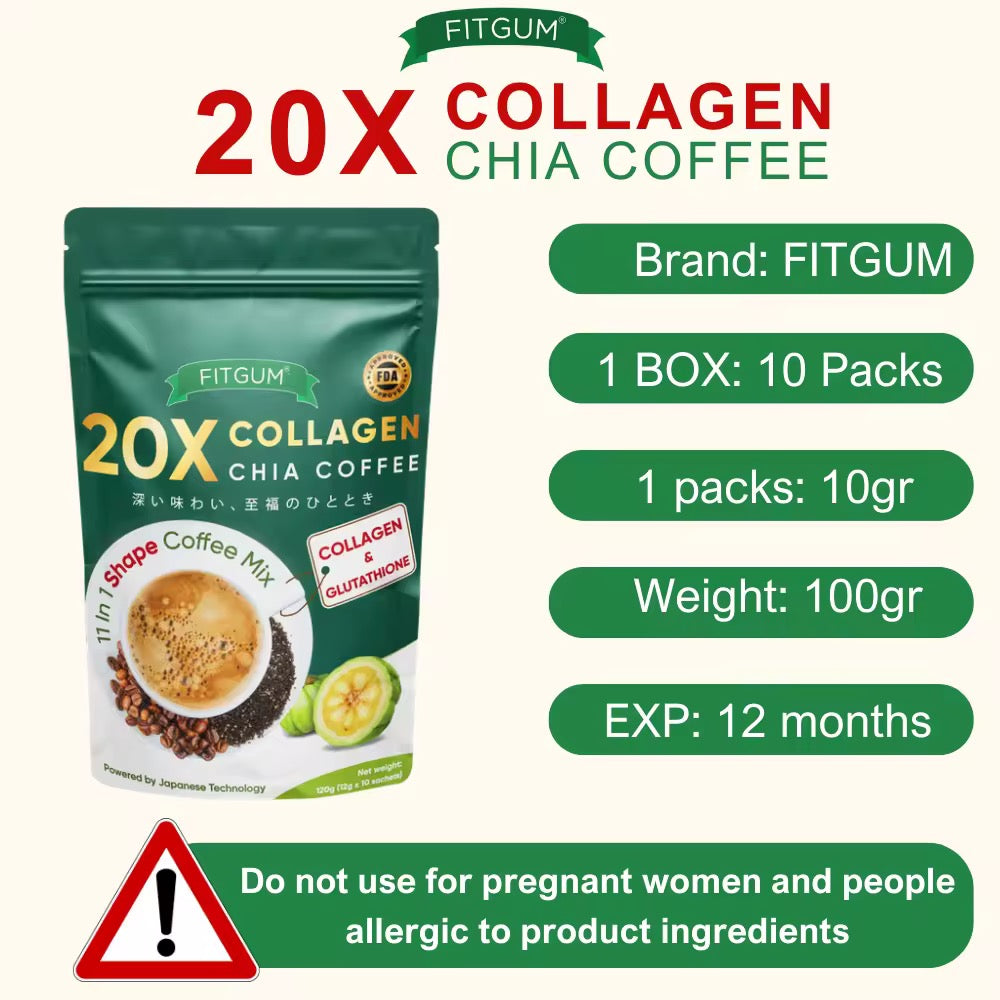FITGUM 20X Collagen Chia Coffee 120G