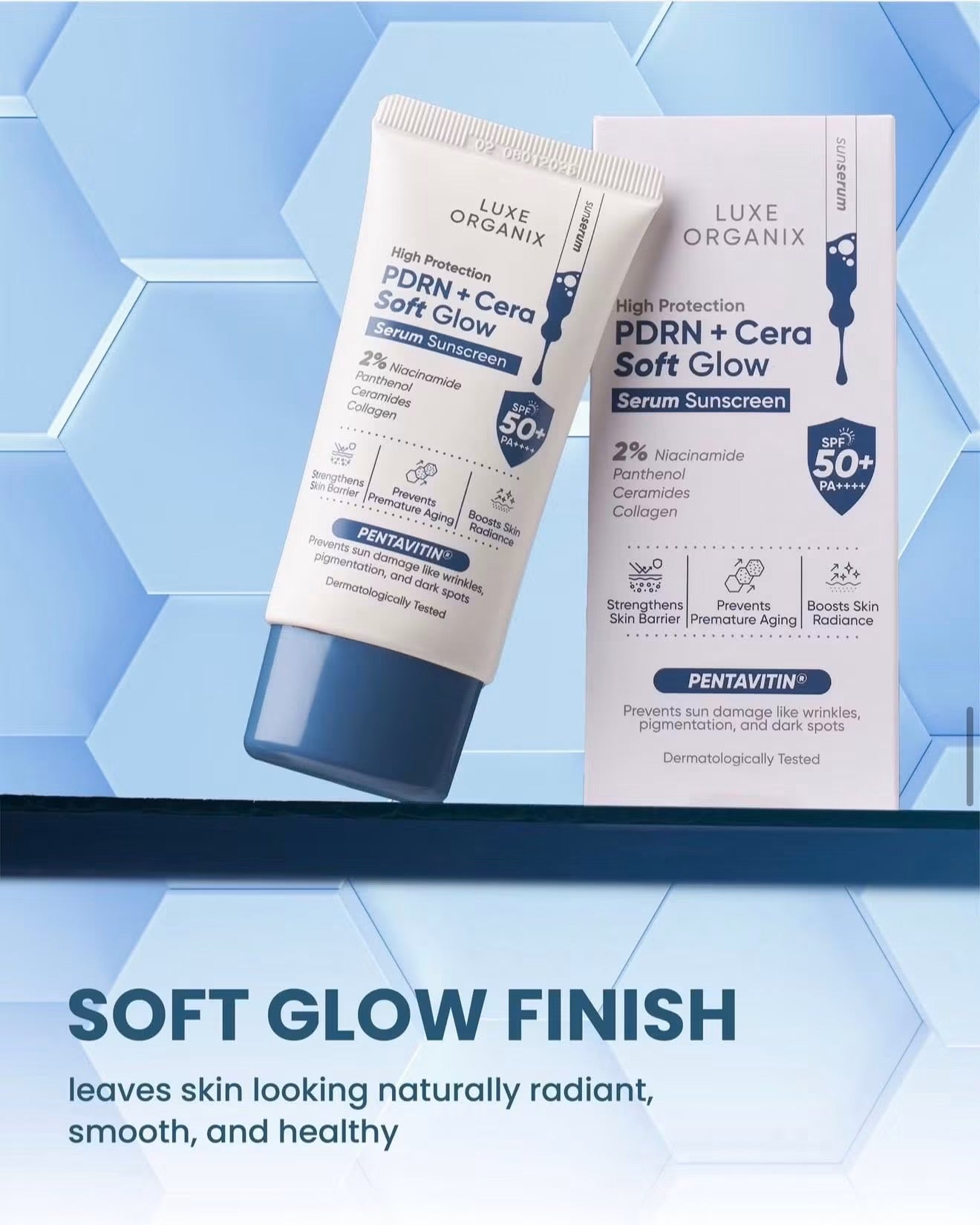 Luxe Organix High Protection PDRN + Cera Soft Glow Serum Sunscreen SPF50+ PA++++