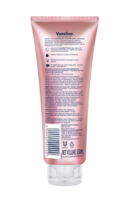 Vaseline Healthy Bright Gluta-Hya Serum Burst Lotion Dewy Radiance 330ml