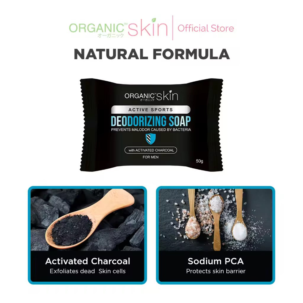 Organic Skin Japan Deodorizing Soap for Men 50g with Activated Charcoal Anti Odor Antiperspirant