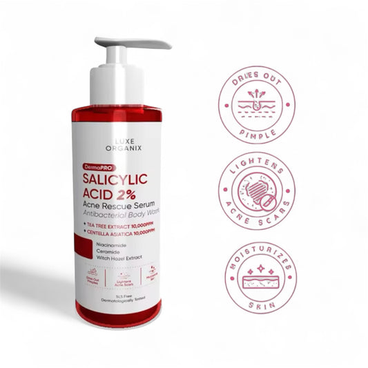 Luxe Organix Dermapro Salicylic Acid 2% Acne Rescue Serum Antibacterial Body Wash 500ml