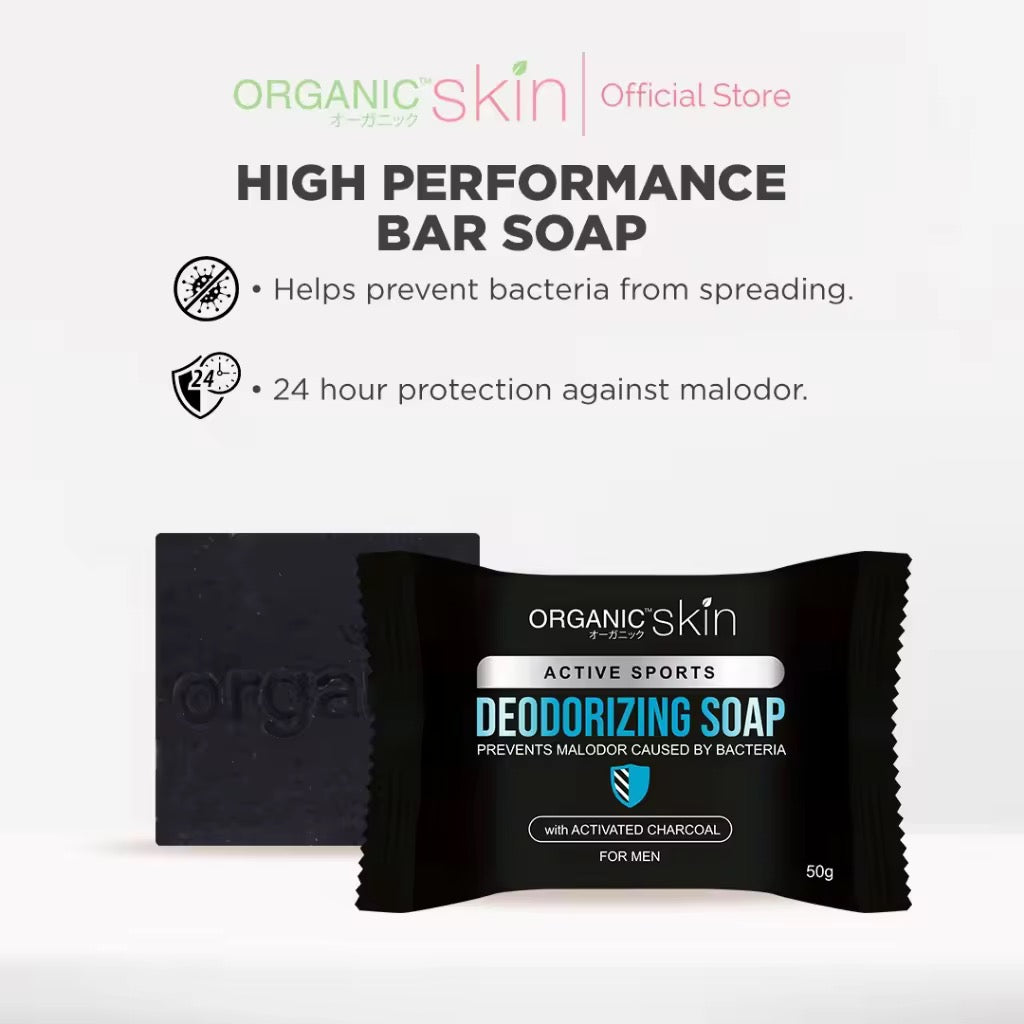 Organic Skin Japan Deodorizing Soap for Men 50g with Activated Charcoal Anti Odor Antiperspirant