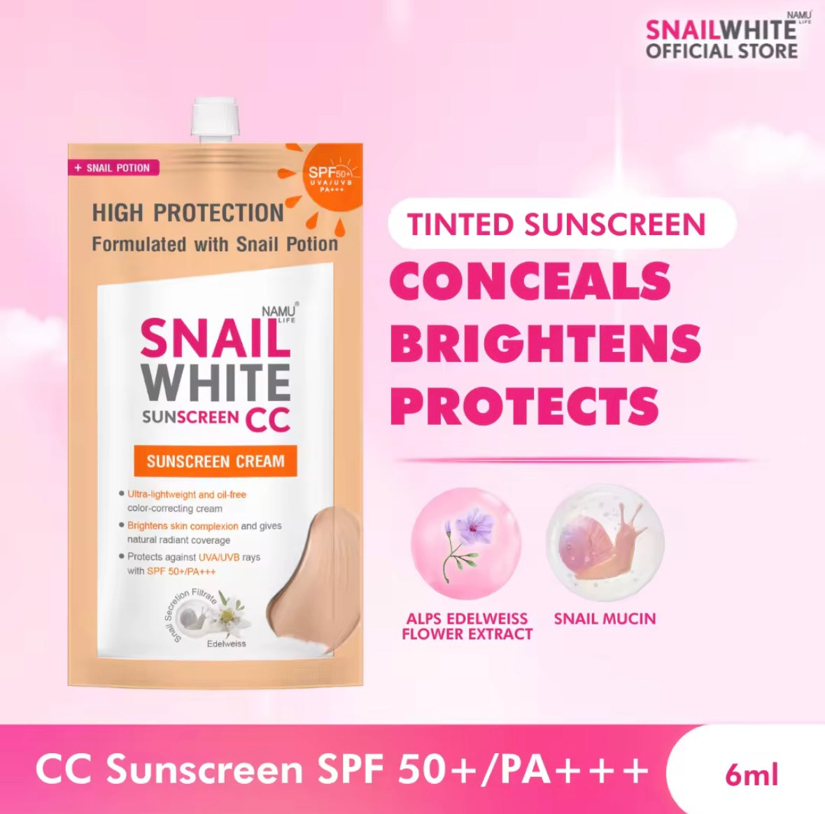 SNAIL WHITE
CC SUNSCREEN SPF 50+ PA+++ 6ml