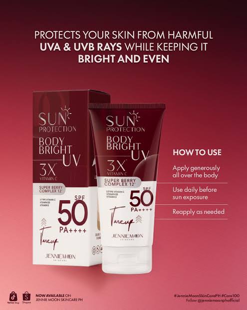 Jennie Moon Sun Protection Body Bright UV 3x Vitamin C SPF50 PA++++