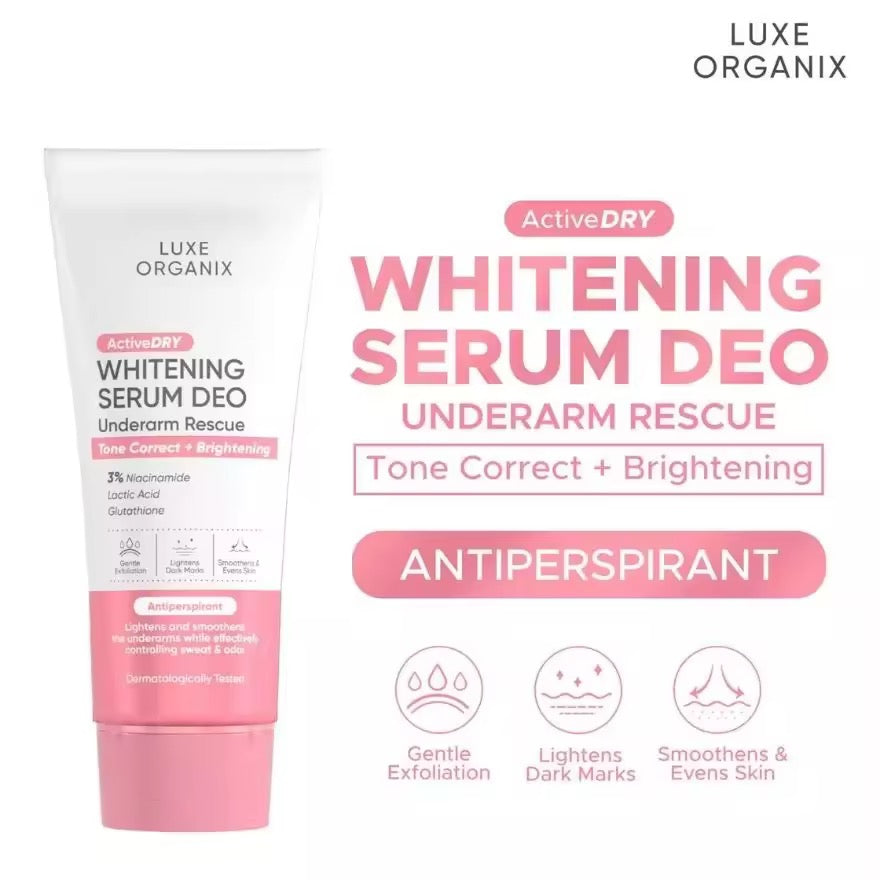 Luxe Organix Active Dry Whitening Serum Deodorant Underarm Rescue 50g