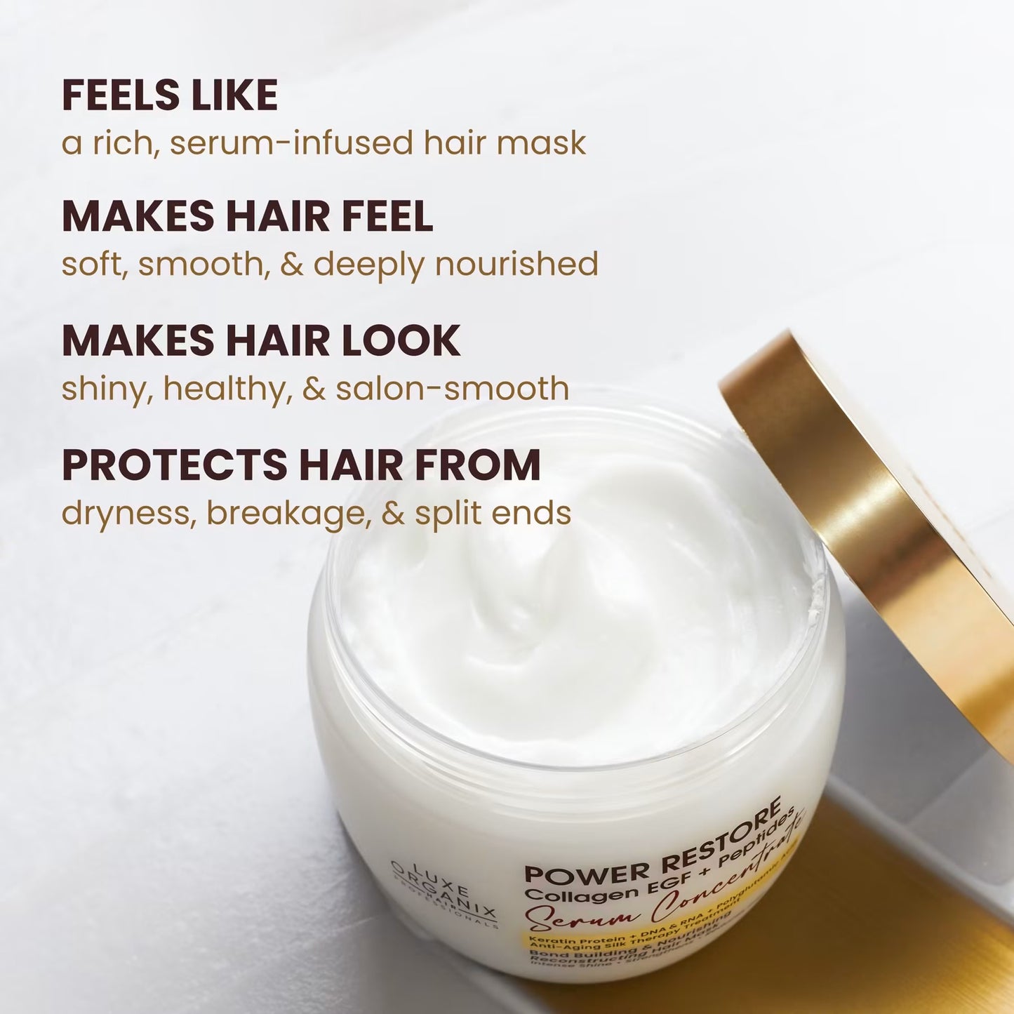 Luxe Organix Power Restore Collagen EGF + Peptides Serum Concentrate Hair Mask 500ml