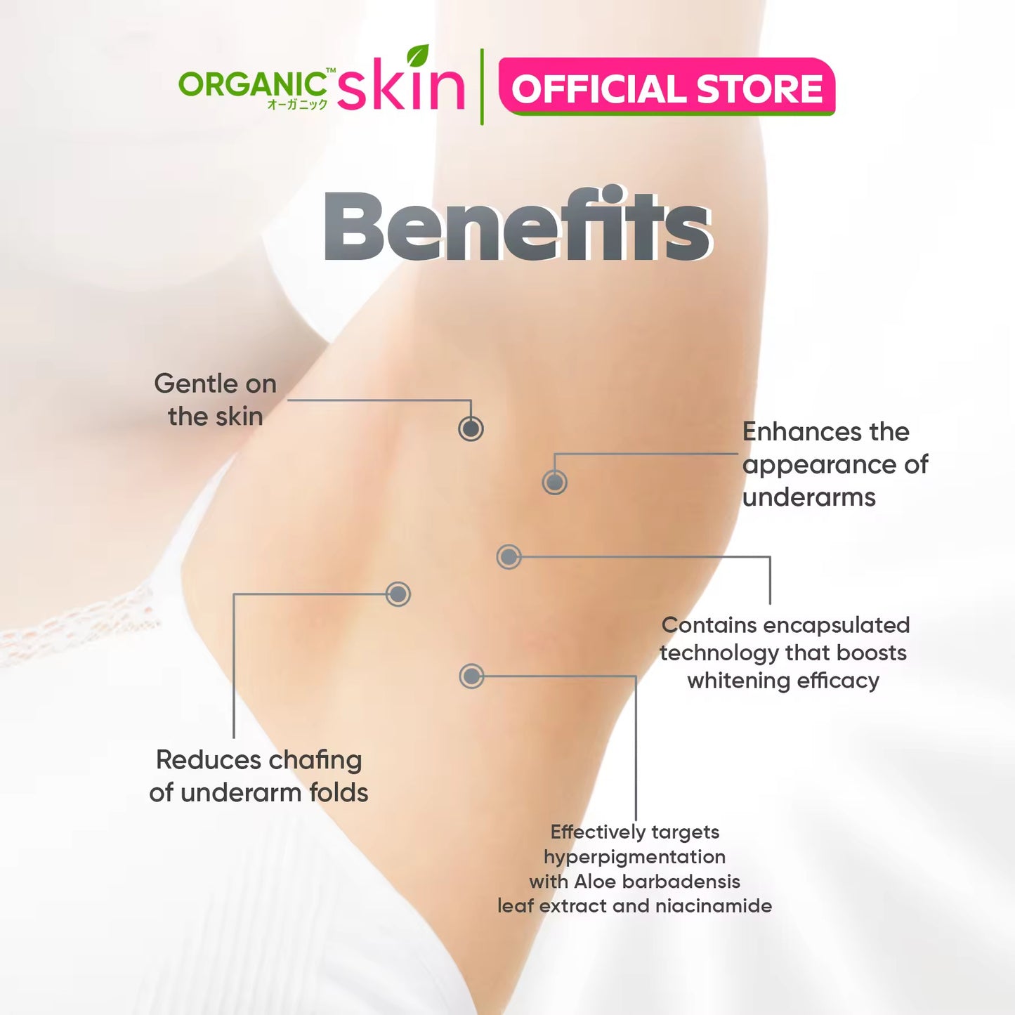 Organic Skin Japan Unscented Intensive Whitening Underarm Deodorant for Sensitive Skin