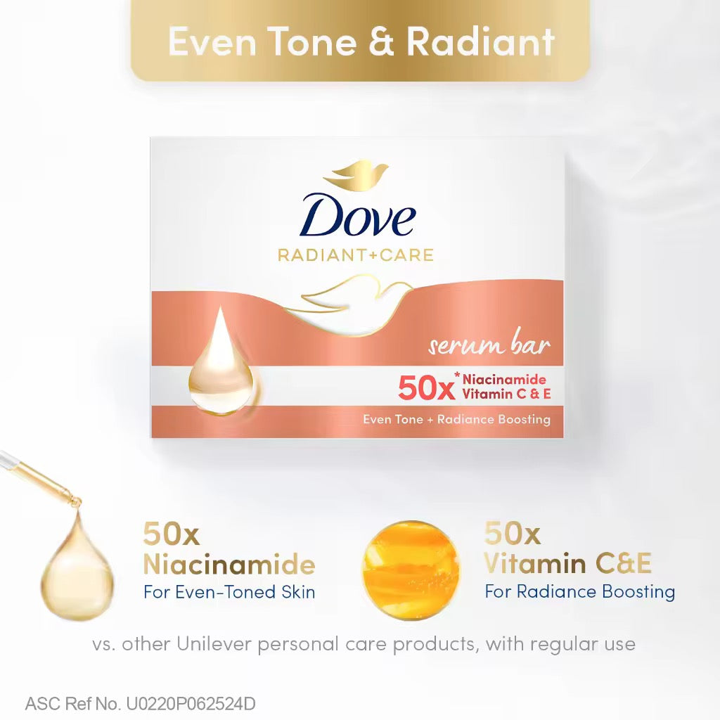 Dove Radiant + Care Serum Bar Niacinamide + Vit C&E 90g