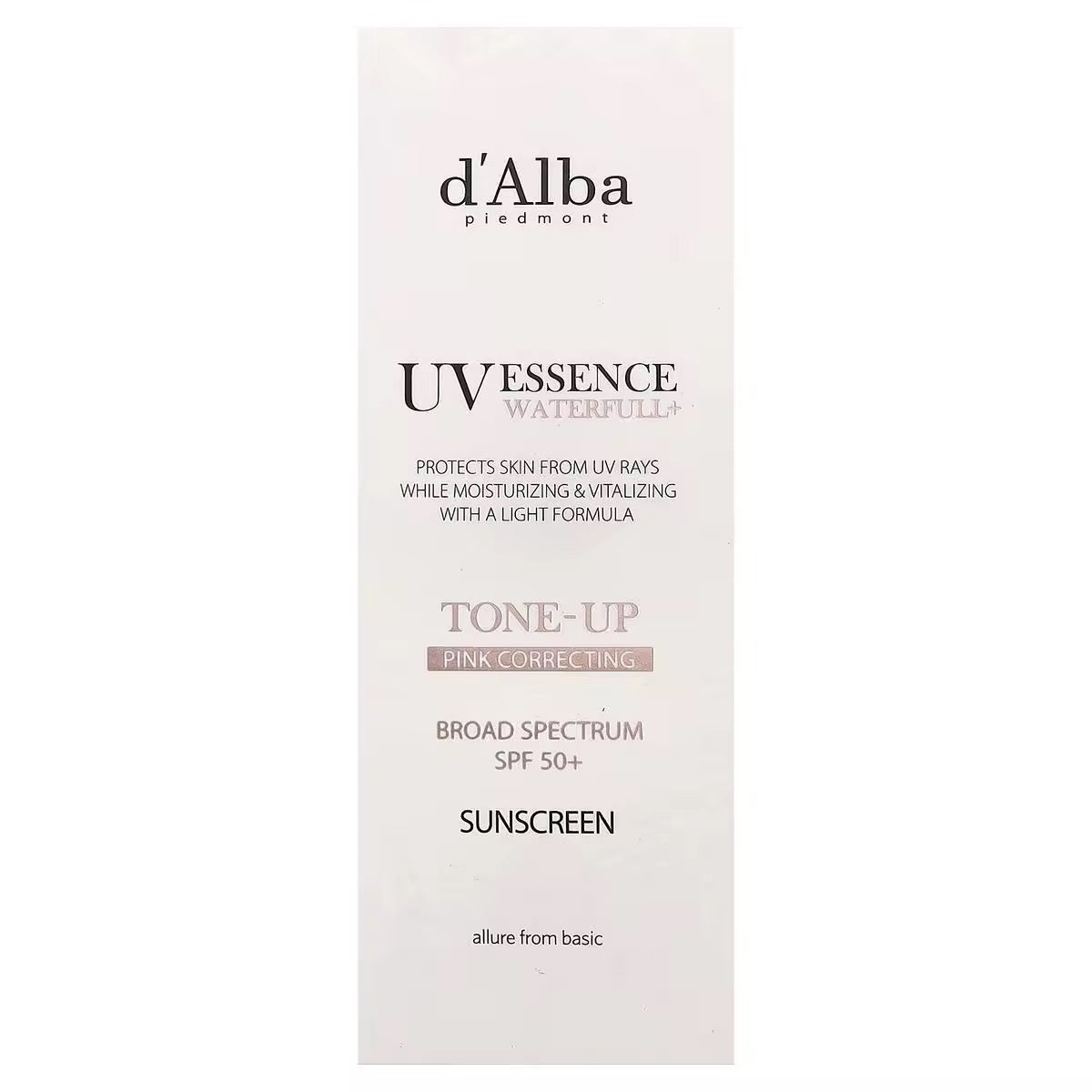 d'Alba UV Essence Waterfull + Tone-Up Pink Correcting SPF 50+ Sun Cream 50ml
