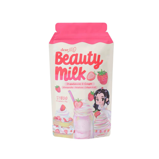 Dear Face Beauty Milk Strawberries & Cream Ashwaganda+Glutathione+Collagen Drink