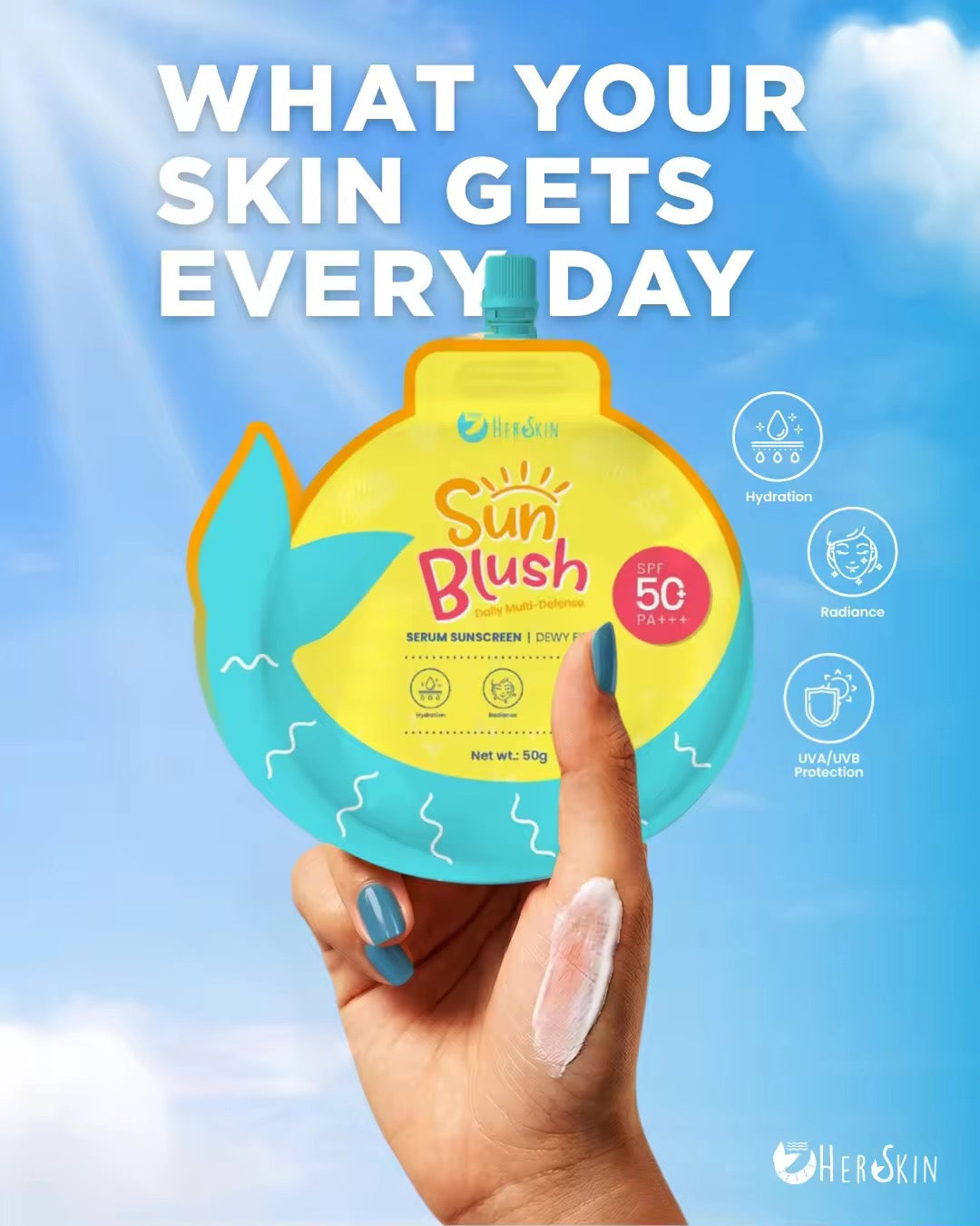 HerSkin Sun Blush Serum Sunscreen SPF50 PA+++