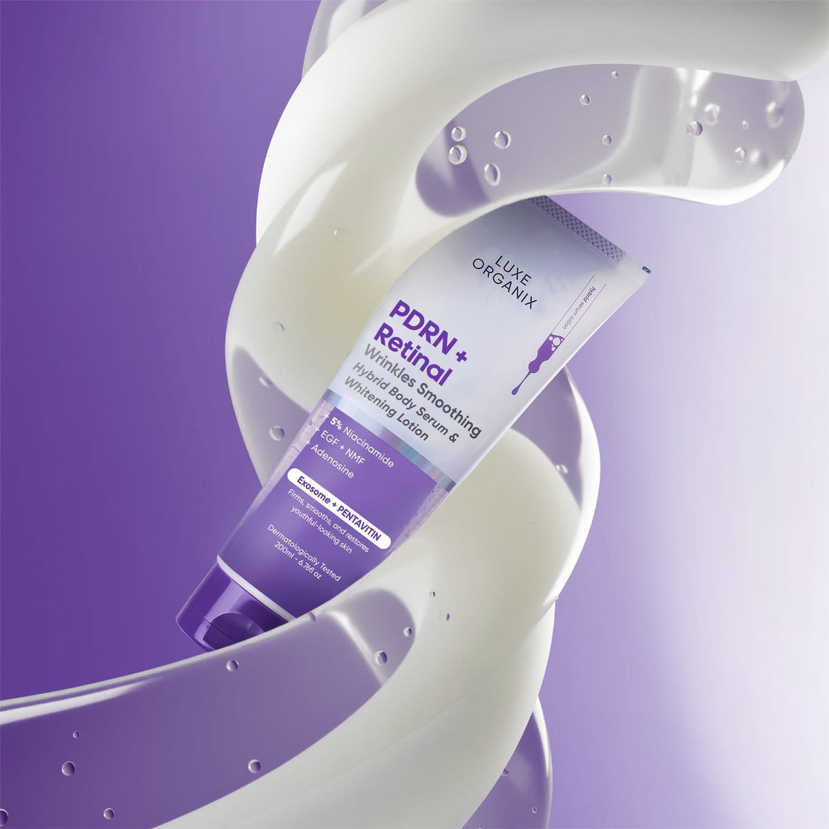 Luxe Organix PDRN+RETINAL  Wrinkles  Smoothing Hybrid Body Serum & Whitening Body Lotion 200ml