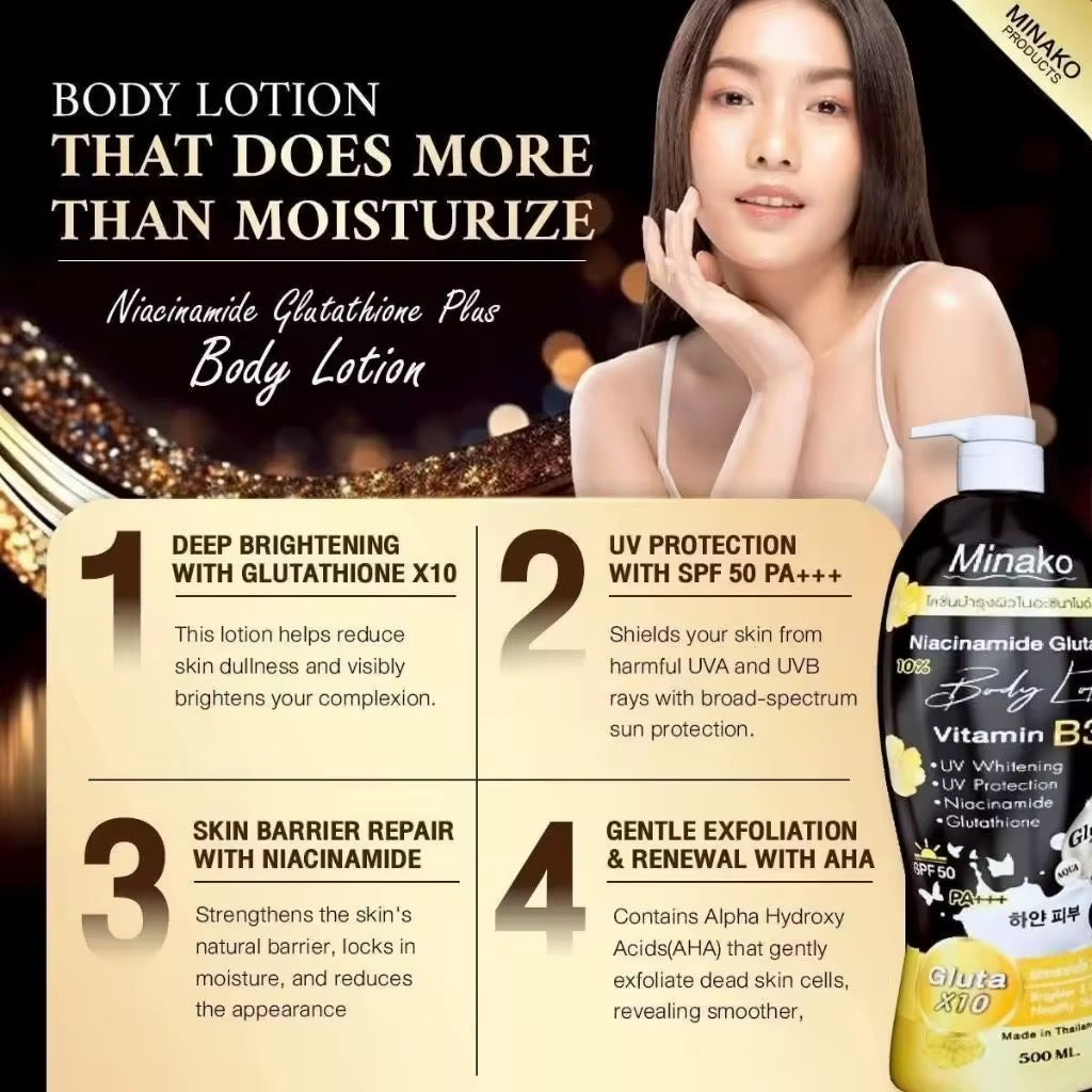 Minako Niacinamide Glutathione Plus 10% Body Lotion 500ml