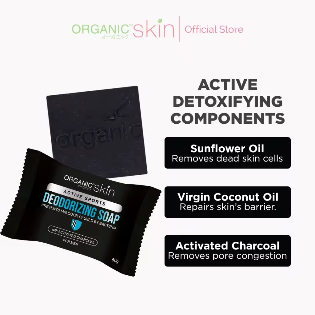 Organic Skin Japan Deodorizing Soap for Men 50g with Activated Charcoal Anti Odor Antiperspirant