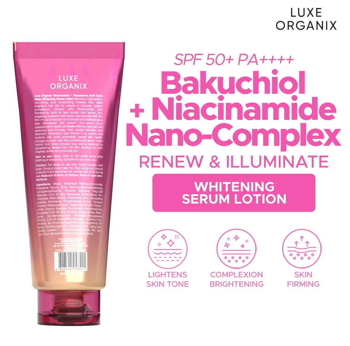LUXE ORGANIX Luxe Organix Bakuchiol + Niacinamide Nano-Complex Serum Lotion SPF 50 200ml