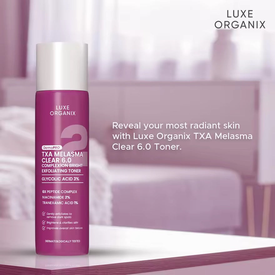 Luxe Organix DermaPRO TXA Melasma Clear 6.0 Complexion Bright Exfoliating Toner 150ml