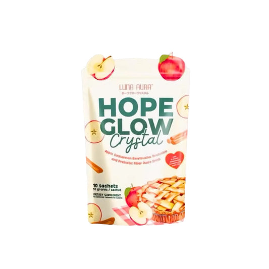 Luna Aura Hope Glow Crystal Apple Cinnamon Kombucha. Probiotic and Prebiotic Fiber Juice Drink
