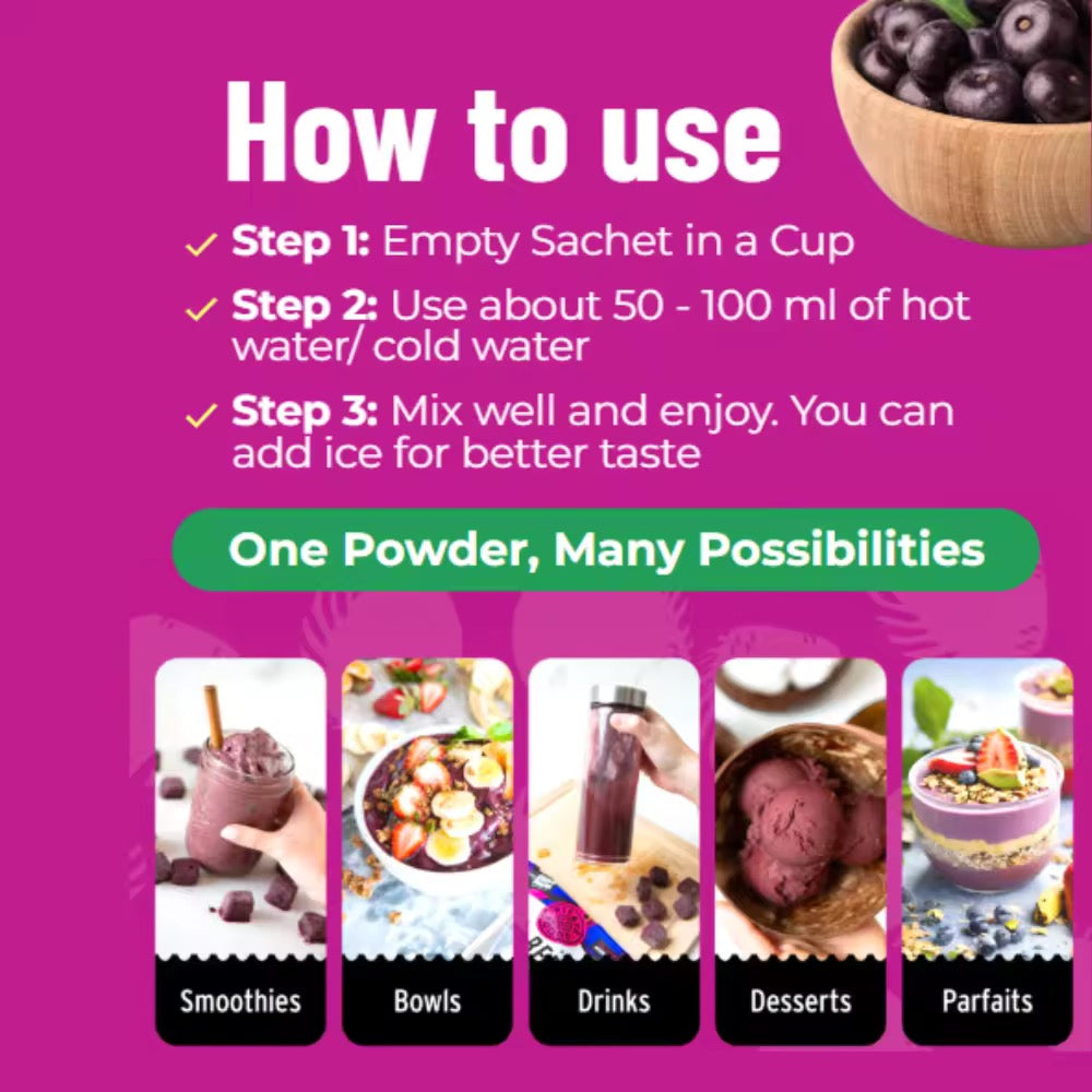 Fitgum Acai Berry Powdered Drink with Chia Seeds