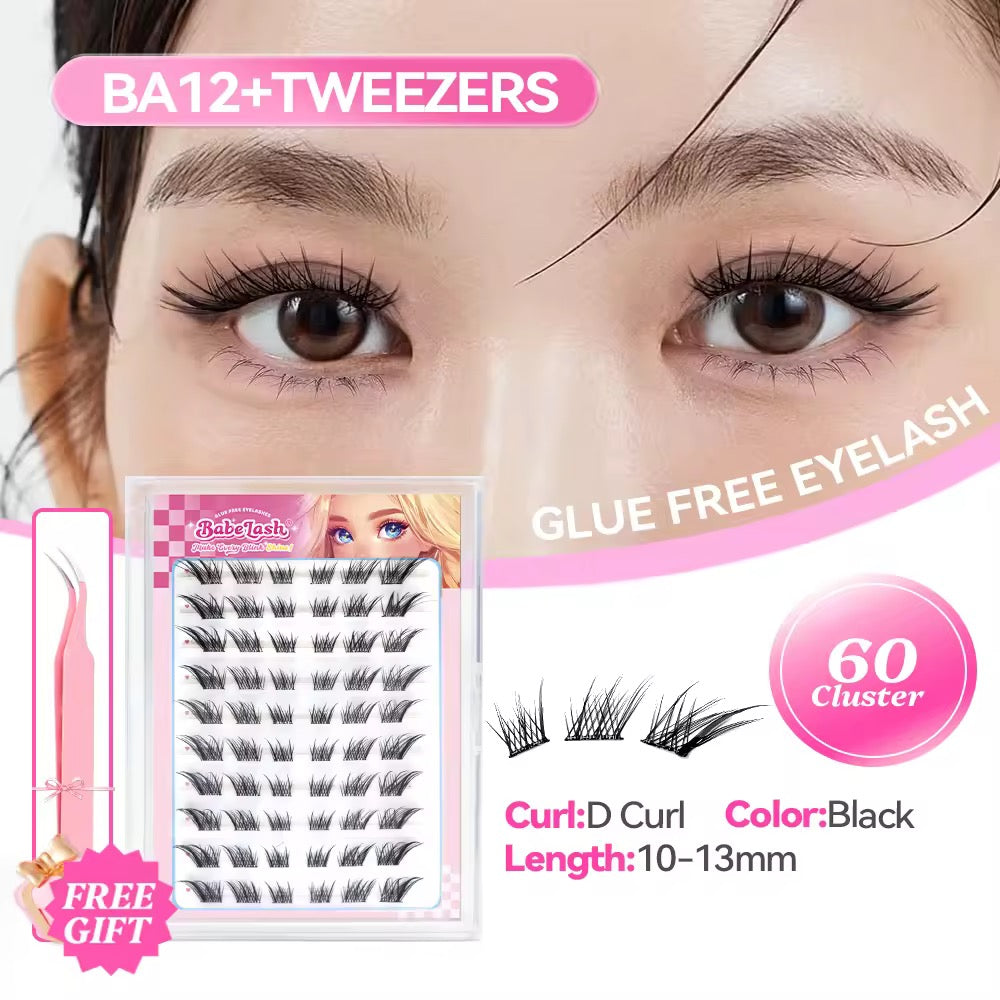 Babe Lash Glue Free Cluster Eyelashes + Tweezer