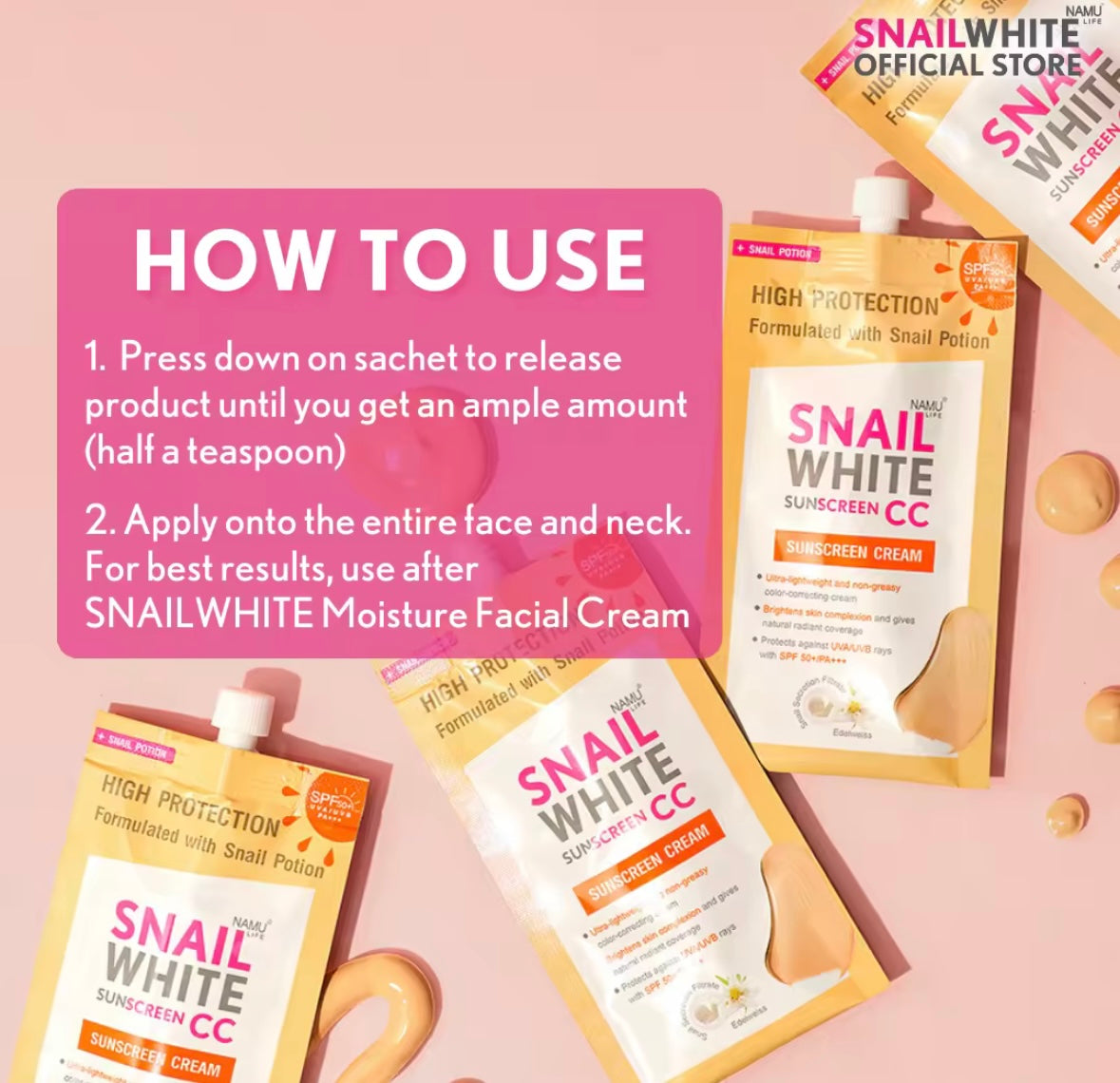 SNAIL WHITE
CC SUNSCREEN SPF 50+ PA+++ 6ml