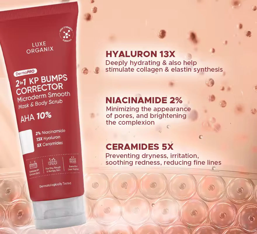 Luxe Organix DermaPRO 2in1 KP Bumps Corrector Microderm Smooth Mask & Body Scrub 200ml