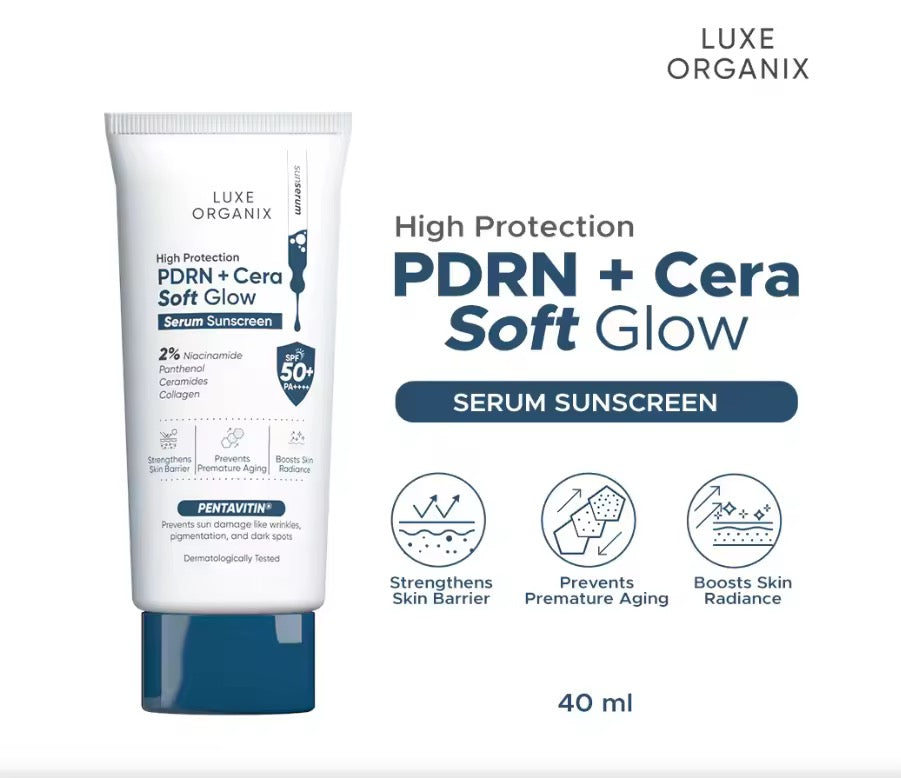 Luxe Organix High Protection PDRN + Cera Soft Glow Serum Sunscreen SPF50+ PA++++
