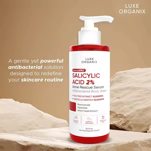 Luxe Organix Dermapro Salicylic Acid 2% Acne Rescue Serum Antibacterial Body Wash 500ml