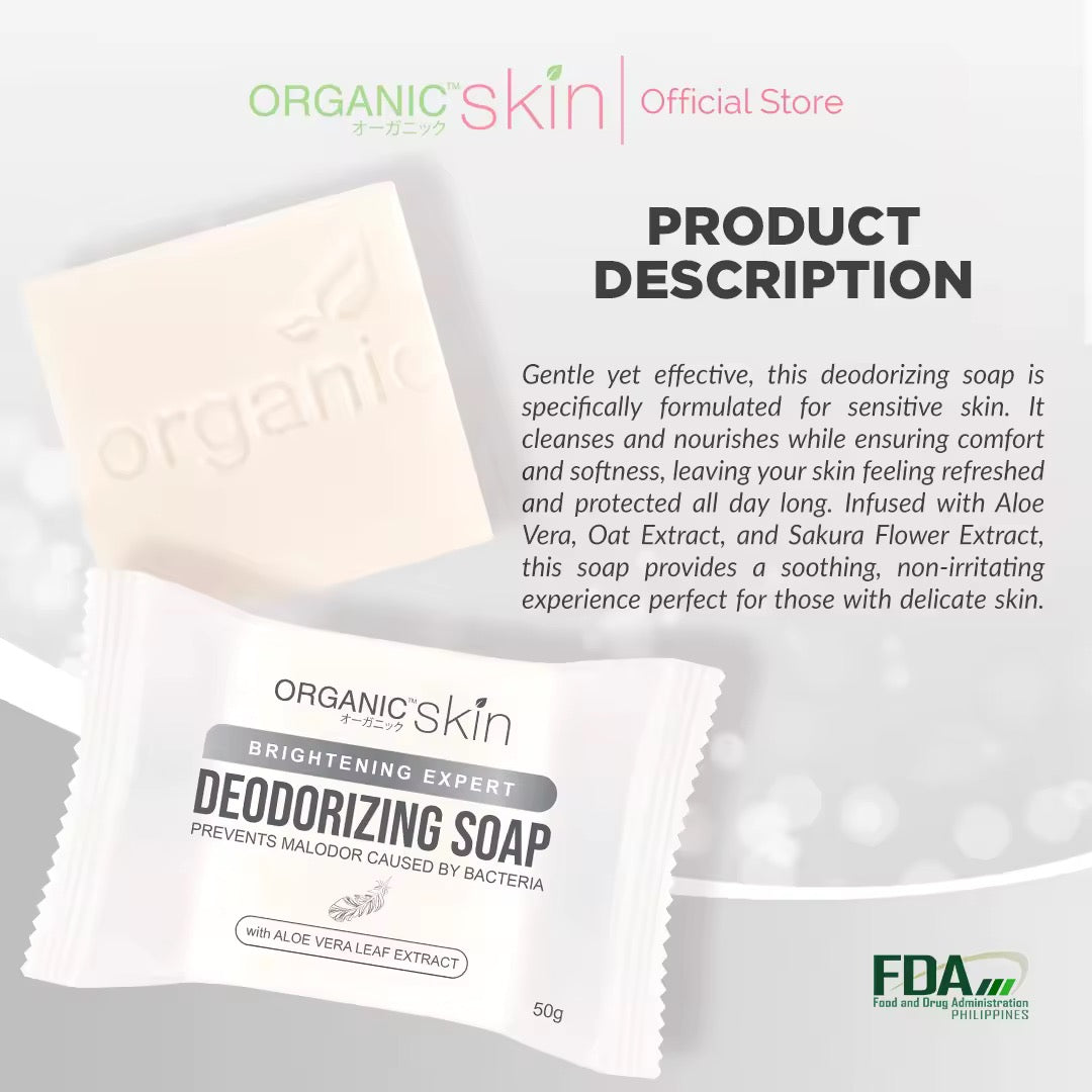 Organic Skin Japan Deodorizing Soap for Sensitive Skin 50g Underarm Whitening Antiperspirant