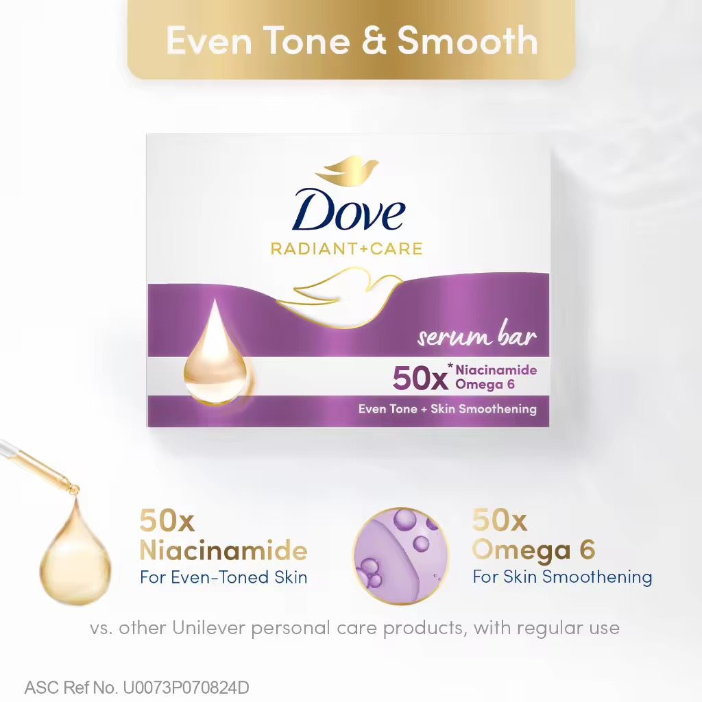 Dove Radiant + Care Serum Bar Niacinamide + Omega 6 90g