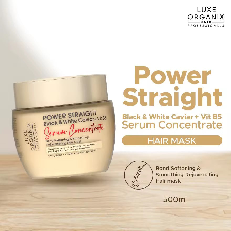 Luxe Organix Power Straight Black & White Caviar + Vitamin B5 Serum Concentrate 500ml