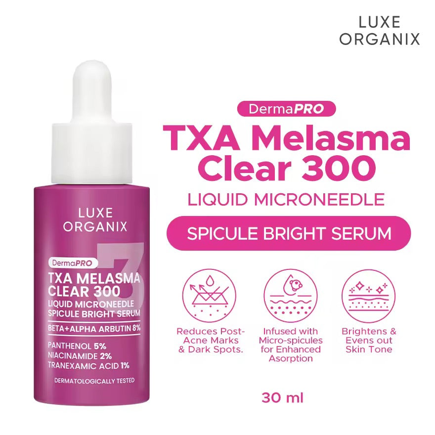 Luxe Organix DermaPRO TXA Melasma Clear 300 Liquid Microneedle Spicule Bright Serum 30ml