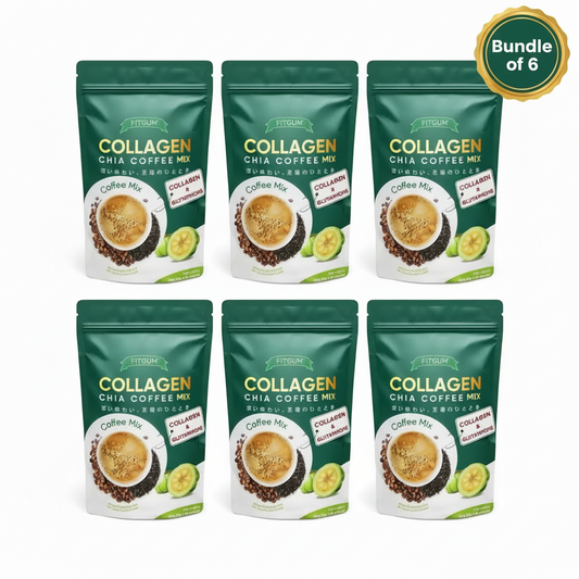 Fitgum Collagen Chia Coffee Mix (Bundle of 6 Packs)