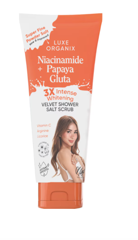 LUXE ORGANIX Niacinamide Plus Papaya Gluta Velvet Shower Salt Scrub 320g