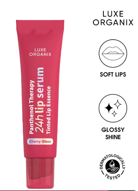 LUXE ORGANIX Panthenol Therapy 24H Lip Serum Tinted Lip Essence Cherry Glaze 10G