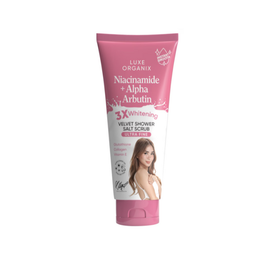 LUXE ORGANIX Niacinamide + Alpha Arbutin Velvet Shower Salt Scrub 320g