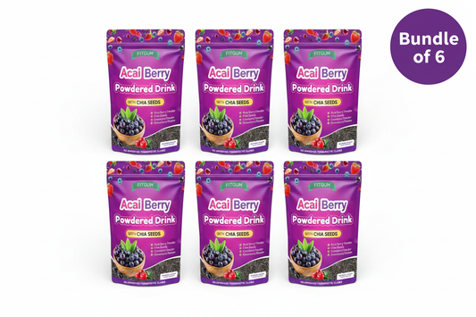 Fitgum Acai Berry Powdered Drink with Chia Seeds - Bundle of 6